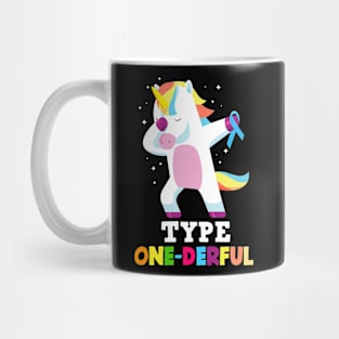 Funny Diabetic Type 1 Diabetes T1D Type One-Derful Unicorn Mug